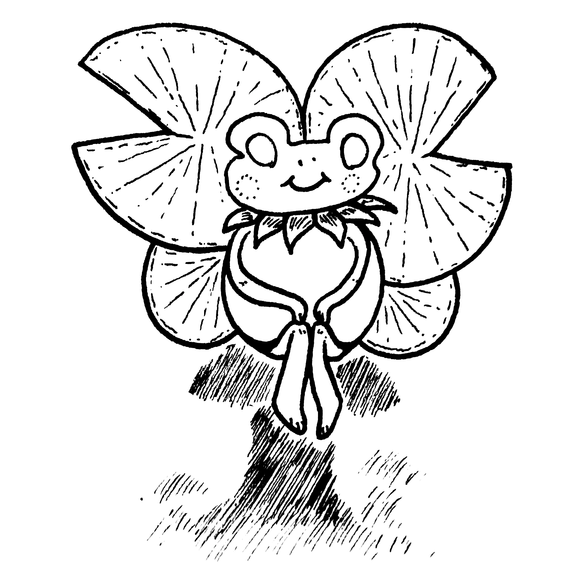 a frog with lilypad wings