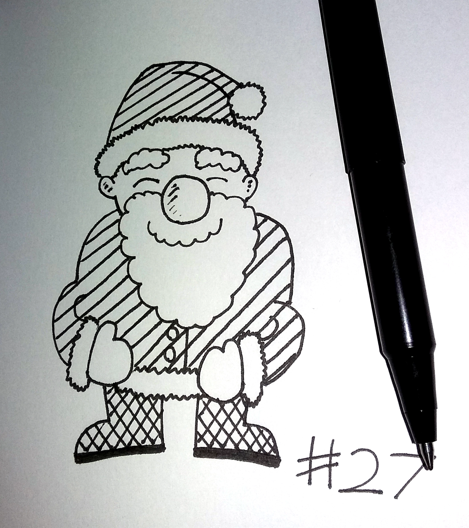 drawing of a cartoon santa claus