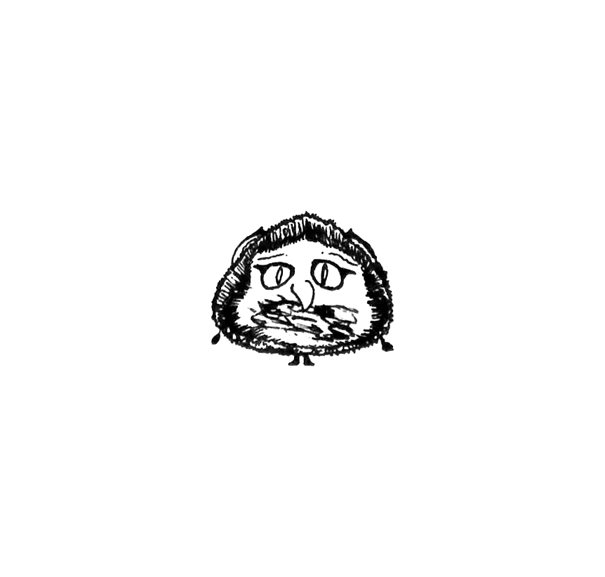 a furry goblin with a neat hairdo, having applied makeup haphazardly