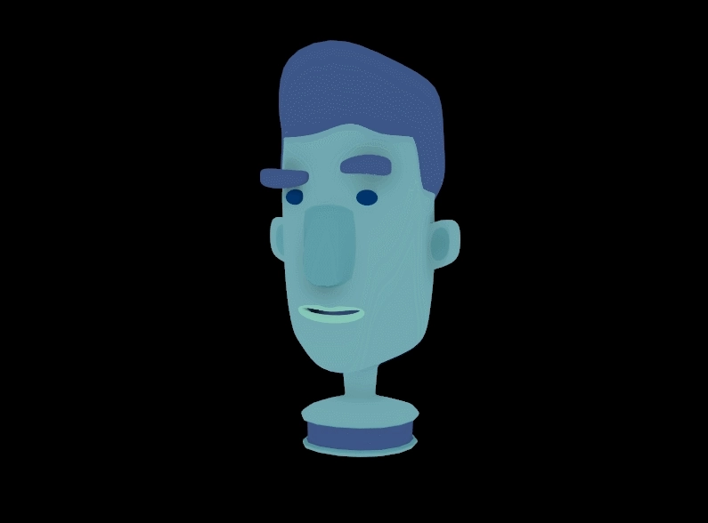 simple 3D model of a stylized character bust
