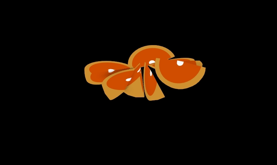 simple 3D model of an orange cut into slices